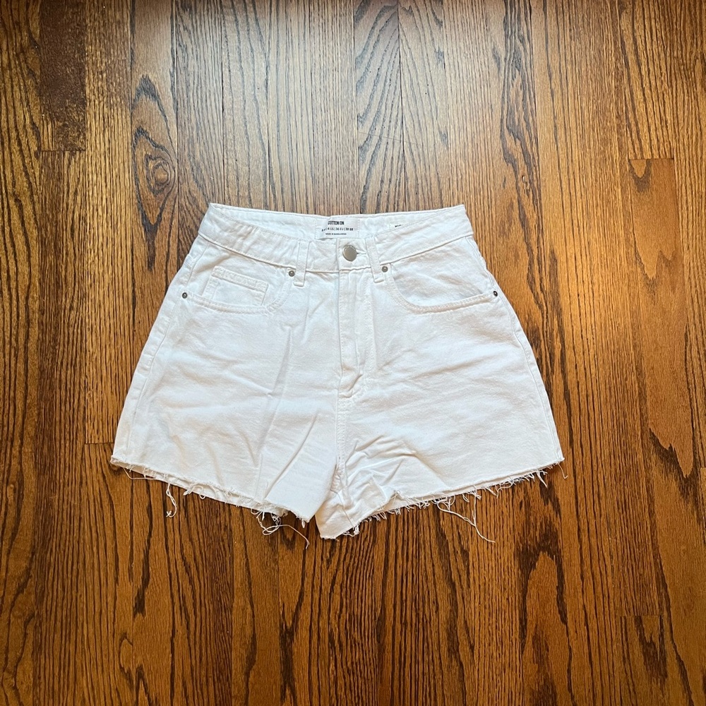 Cotton On High Rise Flashback Denim Short White